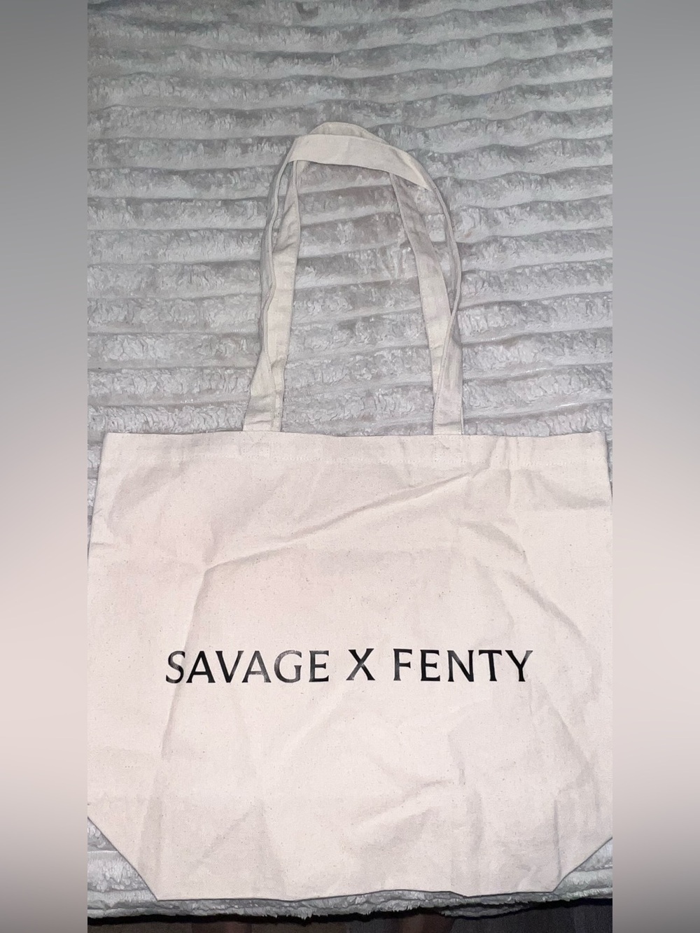 Savage X Fenty Natural Canvas Logo Tote in Off-White
